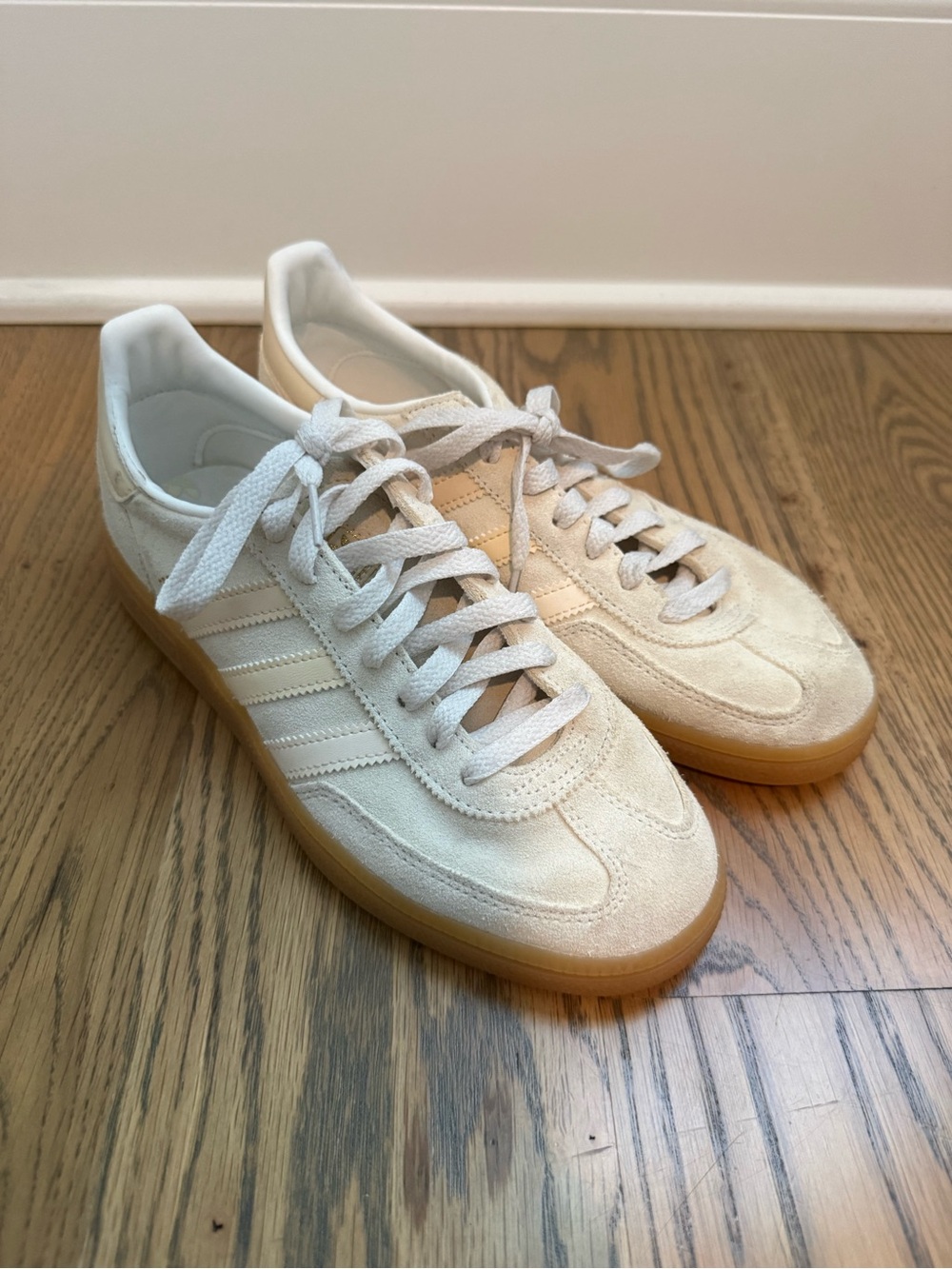 adidas Cream Suede Samba-Style Sneakers with Gum Sole